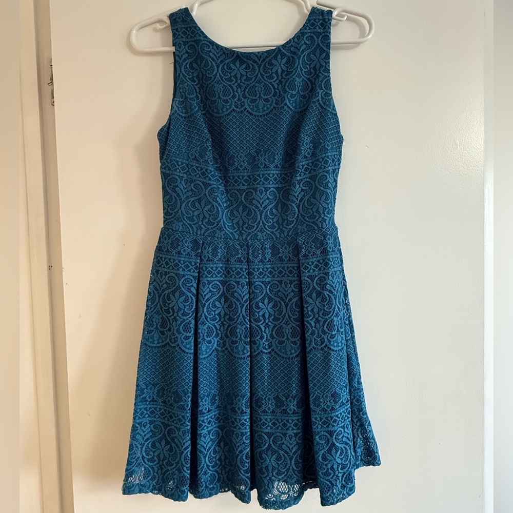 B Darlin Dark Teal Lace Dress - Size 3/4